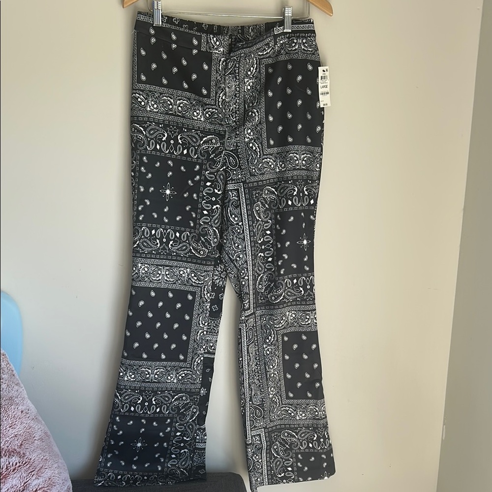 Black Paisley Print Trousers